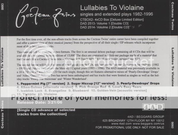 Cocteau Twins - Lullabies To Violaine Advance Cd